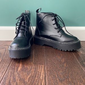 Black combat boots